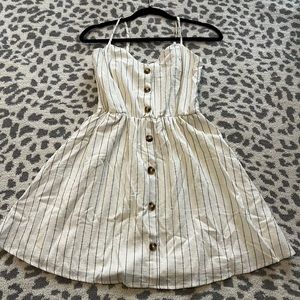 black stripe white/cream dress with buttons